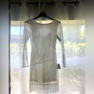 NWT beautiful Lulu’s white beaded mini dress. Bridal chic
